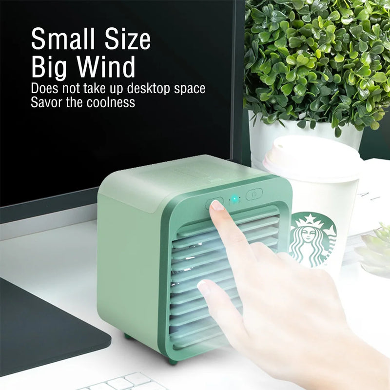 2024 New Portable USB Chargeable Mini 3 Gear Air Conditioner Cooler Fan Air Conditioner Air Cooling Fan Office Desktop Fan