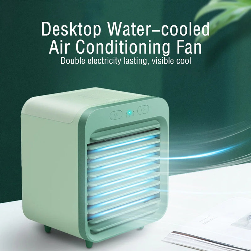 2024 New Portable USB Chargeable Mini 3 Gear Air Conditioner Cooler Fan Air Conditioner Air Cooling Fan Office Desktop Fan