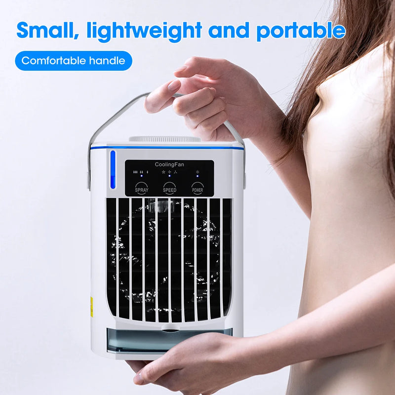 Air Cooler Fan Portable Mini Personal Humidifier Purifier Desktop Cooling Fan Mist Air Conditioner For Summer Office Home USB