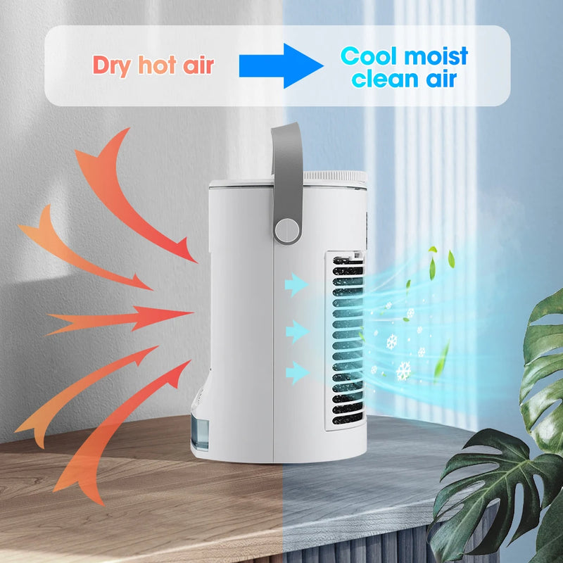 Air Cooler Fan Portable Mini Personal Humidifier Purifier Desktop Cooling Fan Mist Air Conditioner For Summer Office Home USB