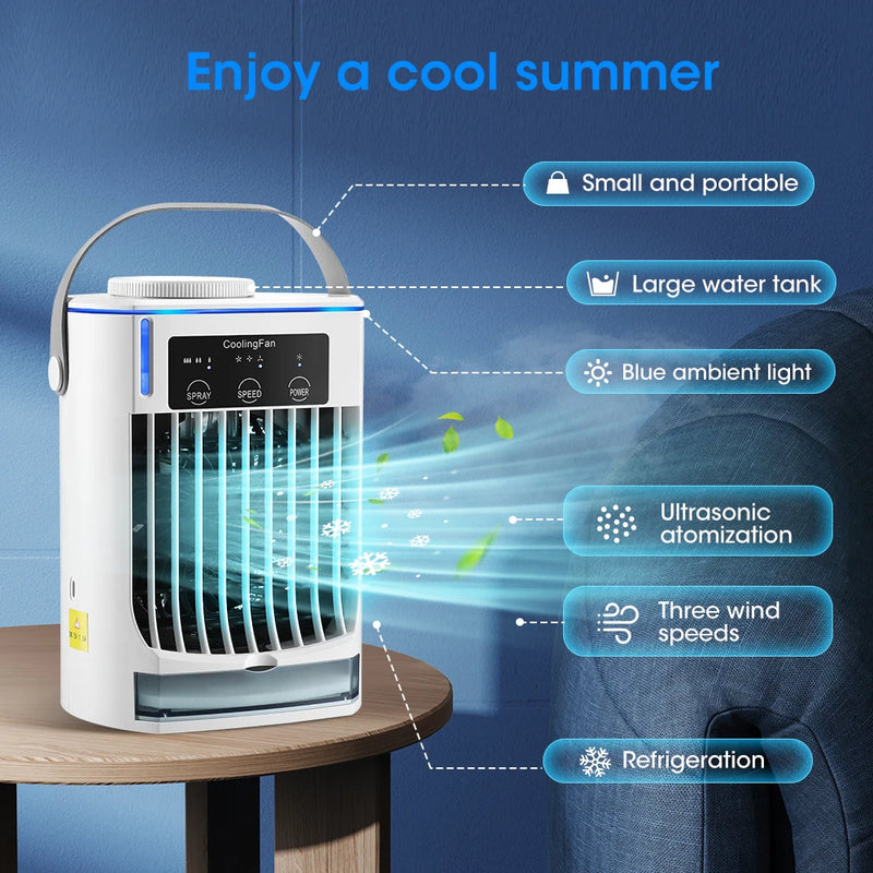 Portable Cold Air Conditioner Evaporative Air Cooler For Room Office Mini  Table Fan Desktop Air Conditioning Fan Humidifier