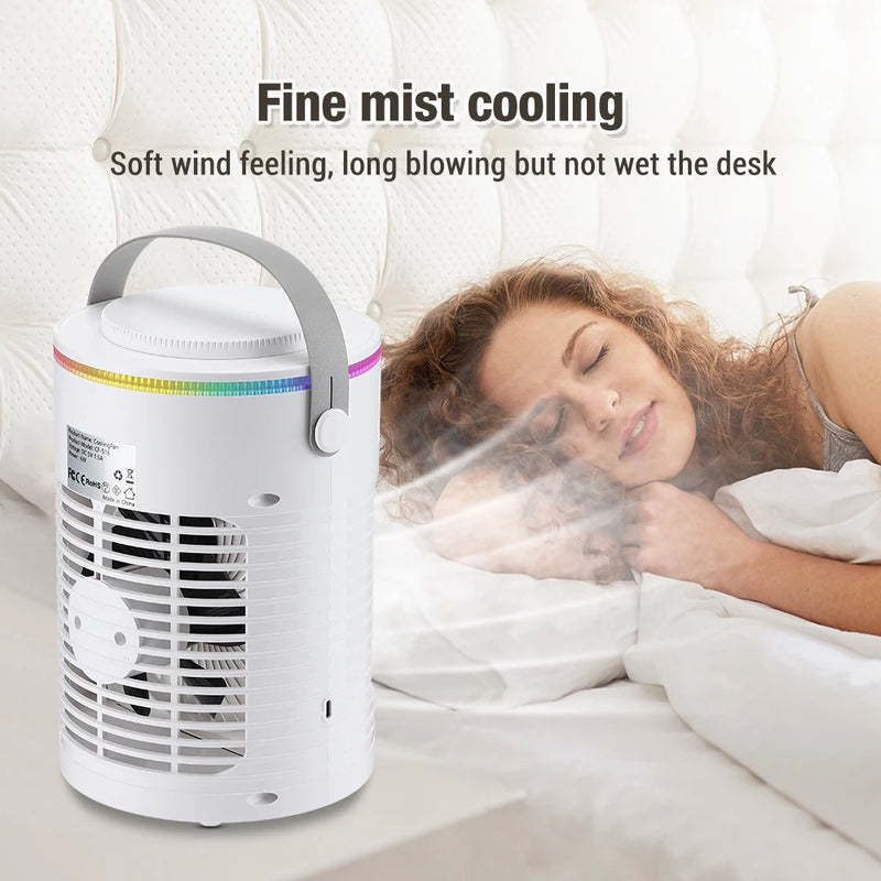 Cooling Fan with Spray Mini Portable Timeable Air Conditioner Household Desktop 600ml Water Air Cooler USB Power Supply