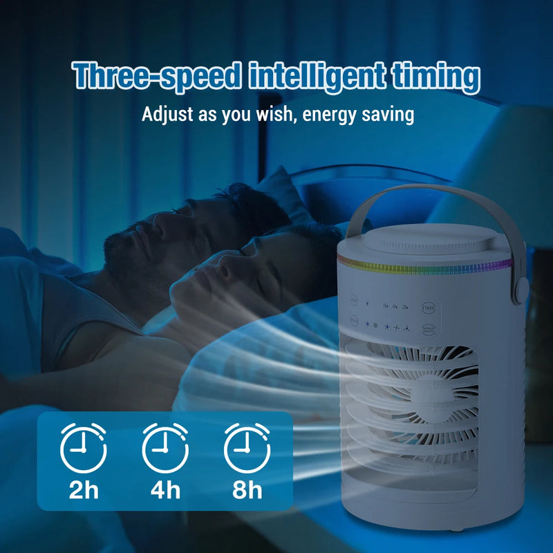 Cooling Fan with Spray Mini Portable Timeable Air Conditioner Household Desktop 600ml Water Air Cooler USB Power Supply