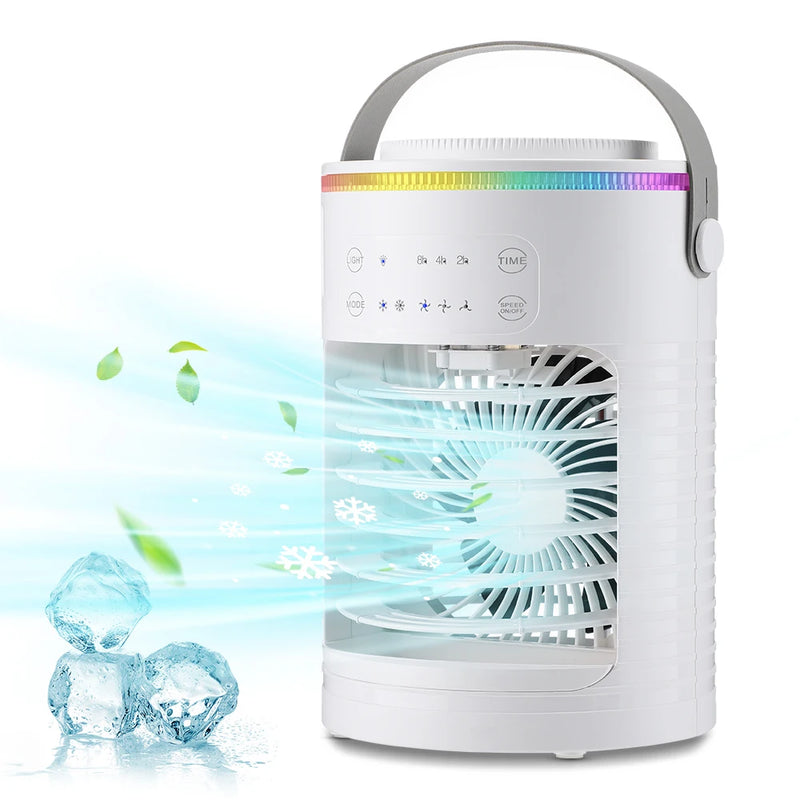 Cooling Fan with Spray Mini Portable Timeable Air Conditioner Household Desktop 600ml Water Air Cooler USB Power Supply