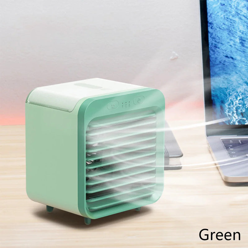 2024 New Portable USB Chargeable Mini 3 Gear Air Conditioner Cooler Fan Air Conditioner Air Cooling Fan Office Desktop Fan